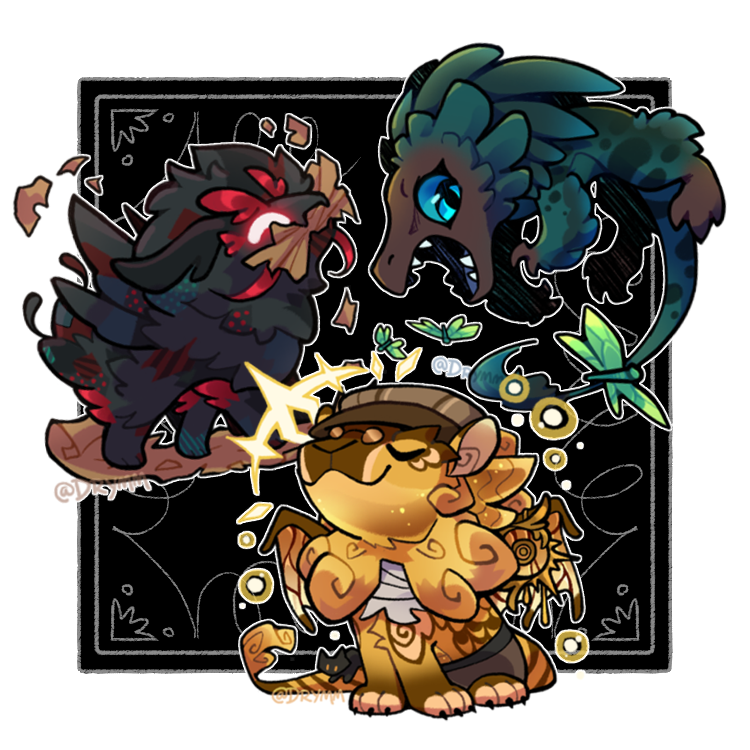 Dragon designs © Flight Rising, LunaMoonShadow(#607643), Viscere(#351037)
